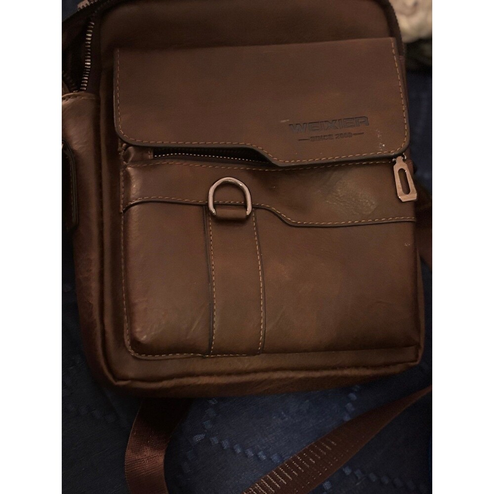 Weixier Brown multi-pocket crossbody purse